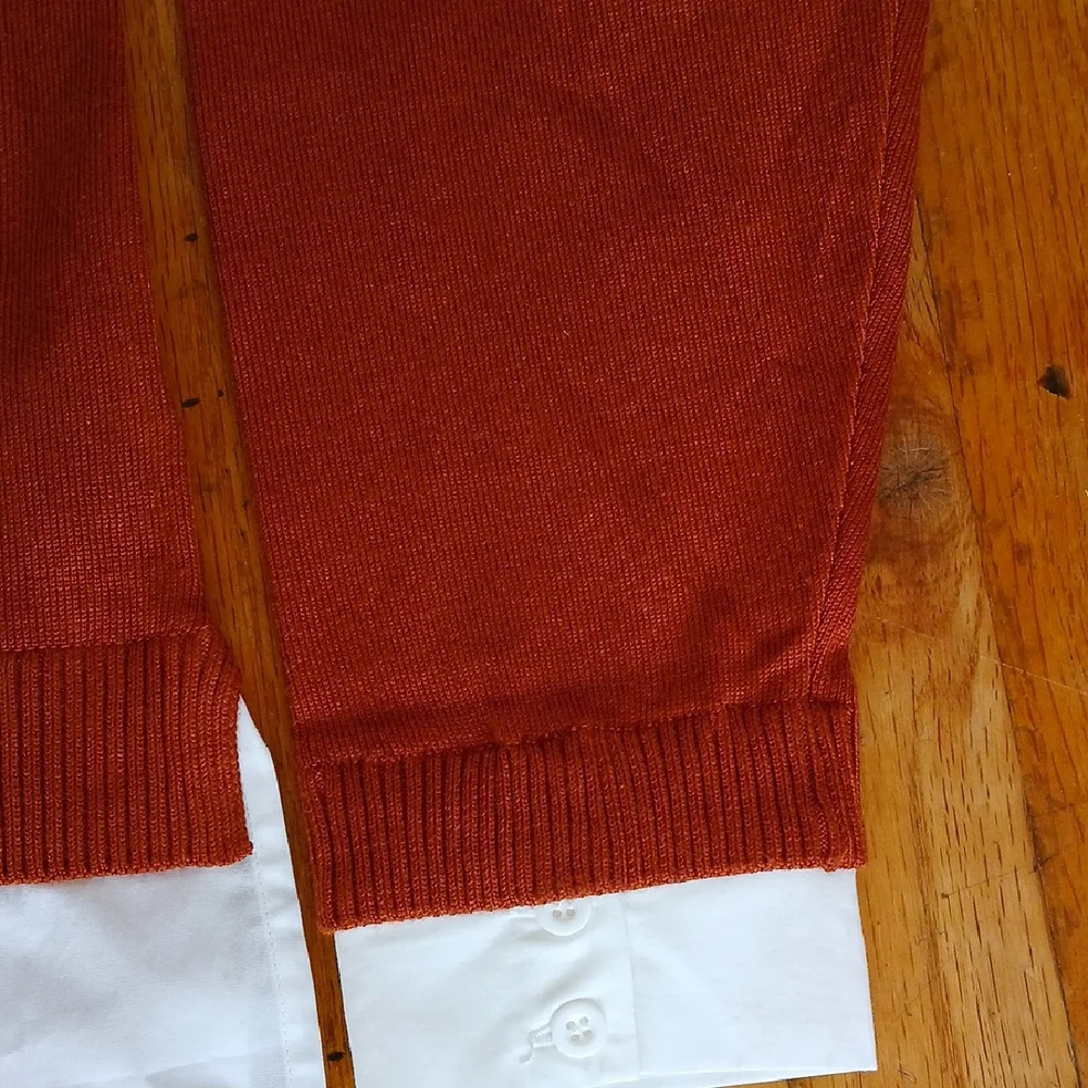 Adrianna Papell Brown and White V-Neck Sweater - Picture 3 of 4